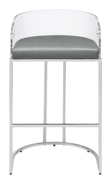 Thermosolis Acrylic Back Bar Stools Grey And Chrome (Set Of 2) - Ella Furniture