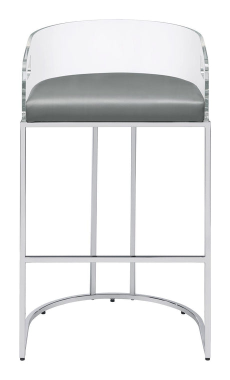 Thermosolis Acrylic Back Bar Stools Grey And Chrome (Set Of 2) - Ella Furniture