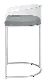 Thermosolis Acrylic Back Bar Stools Grey And Chrome (Set Of 2) - Ella Furniture