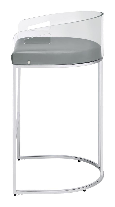 Thermosolis Acrylic Back Bar Stools Grey And Chrome (Set Of 2) - Ella Furniture