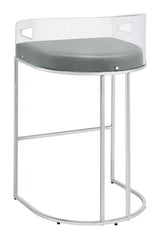 Thermosolis Acrylic Back Bar Stools Grey And Chrome (Set Of 2) - Ella Furniture