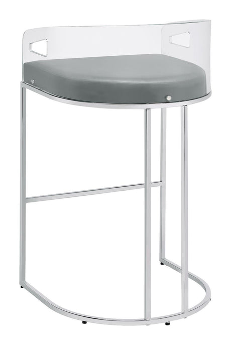 Thermosolis Acrylic Back Bar Stools Grey And Chrome (Set Of 2) - Ella Furniture