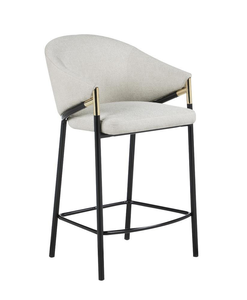 Chadwick Sloped Arm Counter Height Stools Beige And Glossy Black (Set Of 2) - Ella Furniture
