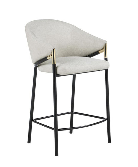 Chadwick Sloped Arm Counter Height Stools Beige And Glossy Black (Set Of 2) - Ella Furniture