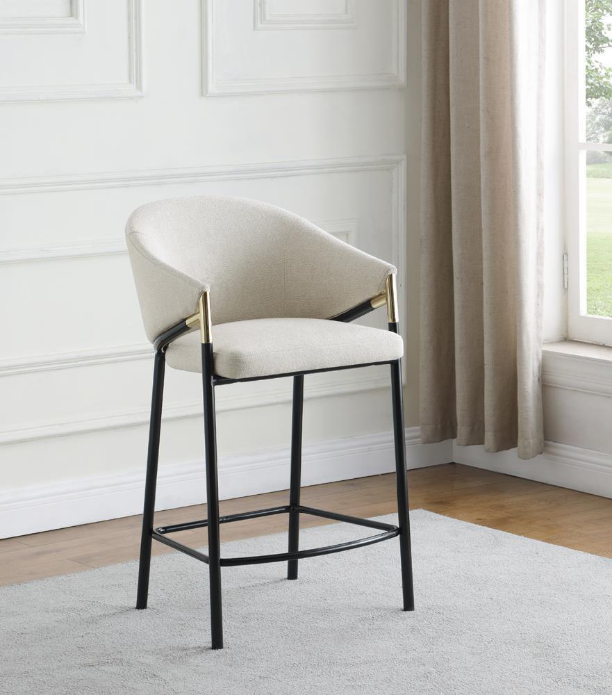 Chadwick Sloped Arm Counter Height Stools Beige And Glossy Black (Set Of 2) - Ella Furniture