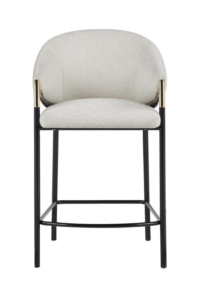 Chadwick Sloped Arm Counter Height Stools Beige And Glossy Black (Set Of 2) - Ella Furniture