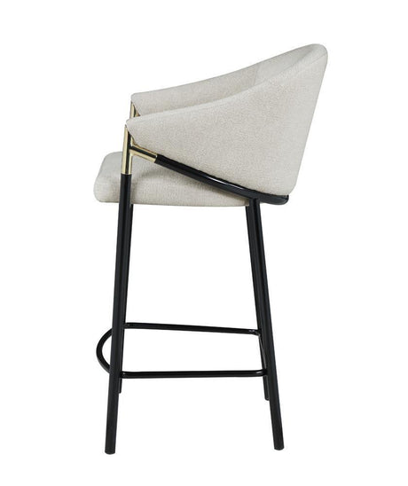 Chadwick Sloped Arm Counter Height Stools Beige And Glossy Black (Set Of 2) - Ella Furniture
