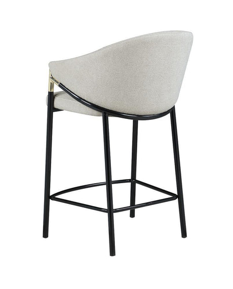 Chadwick Sloped Arm Counter Height Stools Beige And Glossy Black (Set Of 2) - Ella Furniture