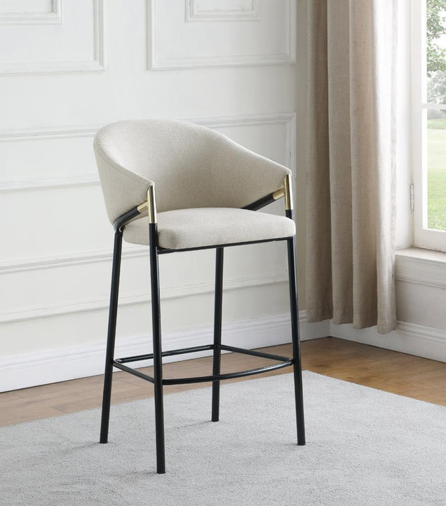 Chadwick Sloped Arm Bar Stools Beige And Glossy Black (Set Of 2) - Ella Furniture