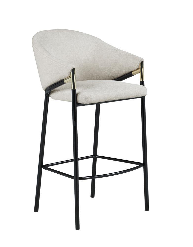 Chadwick Sloped Arm Bar Stools Beige And Glossy Black (Set Of 2) - Ella Furniture