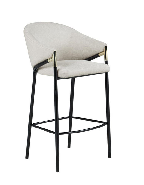 Chadwick Sloped Arm Bar Stools Beige And Glossy Black (Set Of 2) - Ella Furniture