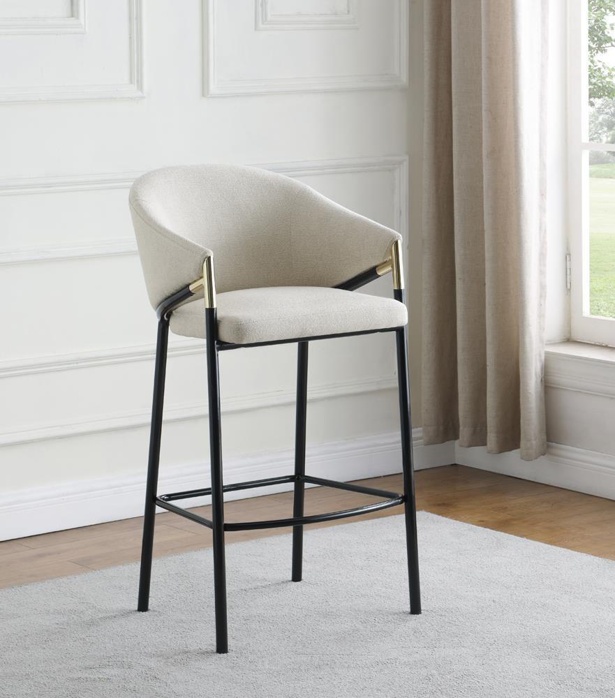 Chadwick Sloped Arm Bar Stools Beige And Glossy Black (Set Of 2) - Ella Furniture
