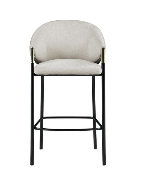 Chadwick Sloped Arm Bar Stools Beige And Glossy Black (Set Of 2) - Ella Furniture
