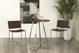 Burkhart Sled Base Round Bar Table Brown Oak And Chrome - Ella Furniture