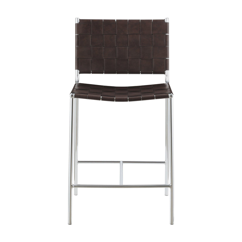 Adelaide Upholstered Counter Height Stool With Open Back Brown And Chrome - Ella Furniture