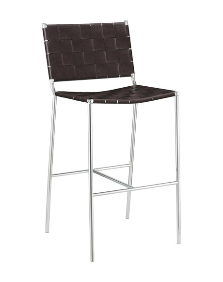 Adelaide Upholstered Bar Stool With Open Back Brown And Chrome - Ella Furniture