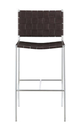 Adelaide Upholstered Bar Stool With Open Back Brown And Chrome - Ella Furniture
