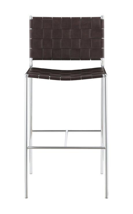 Adelaide Upholstered Bar Stool With Open Back Brown And Chrome - Ella Furniture
