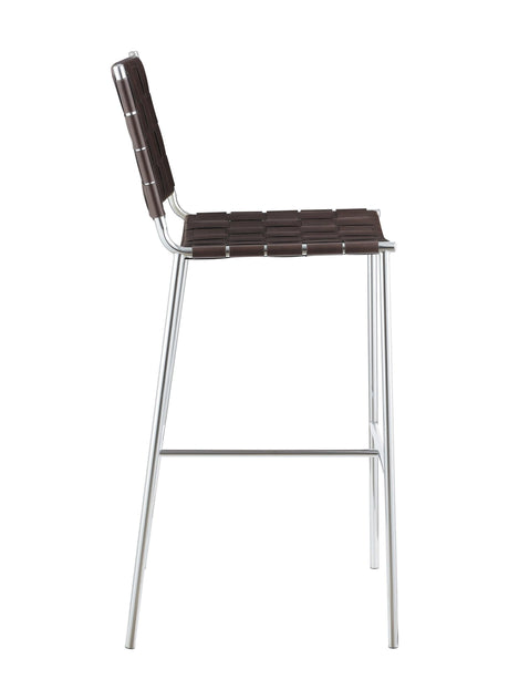 Adelaide Upholstered Bar Stool With Open Back Brown And Chrome - Ella Furniture