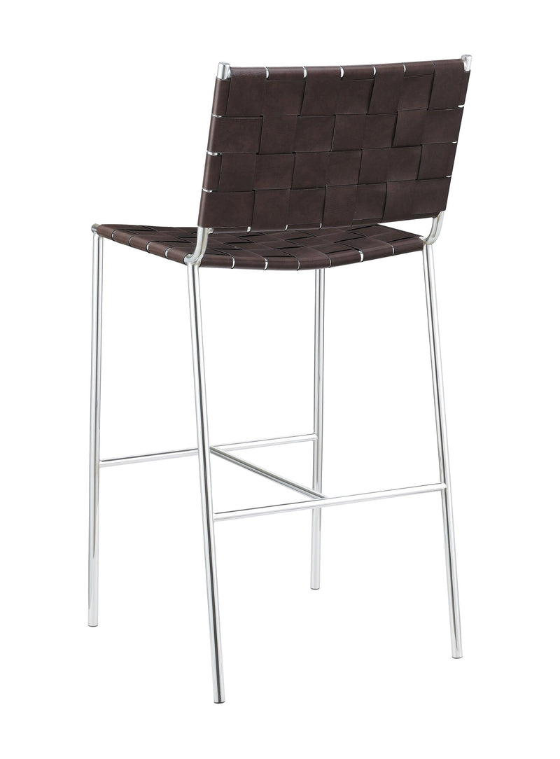 Adelaide Upholstered Bar Stool With Open Back Brown And Chrome - Ella Furniture