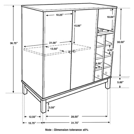 Cheyenne 2-Door Wine Cabinet With Stemware Rack Weathered Acacia - Ella Furniture