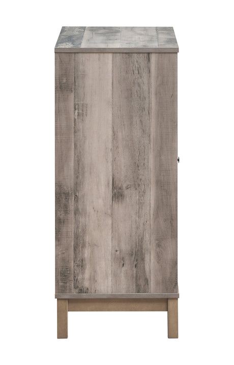 Cheyenne 2-Door Wine Cabinet With Stemware Rack Weathered Acacia - Ella Furniture