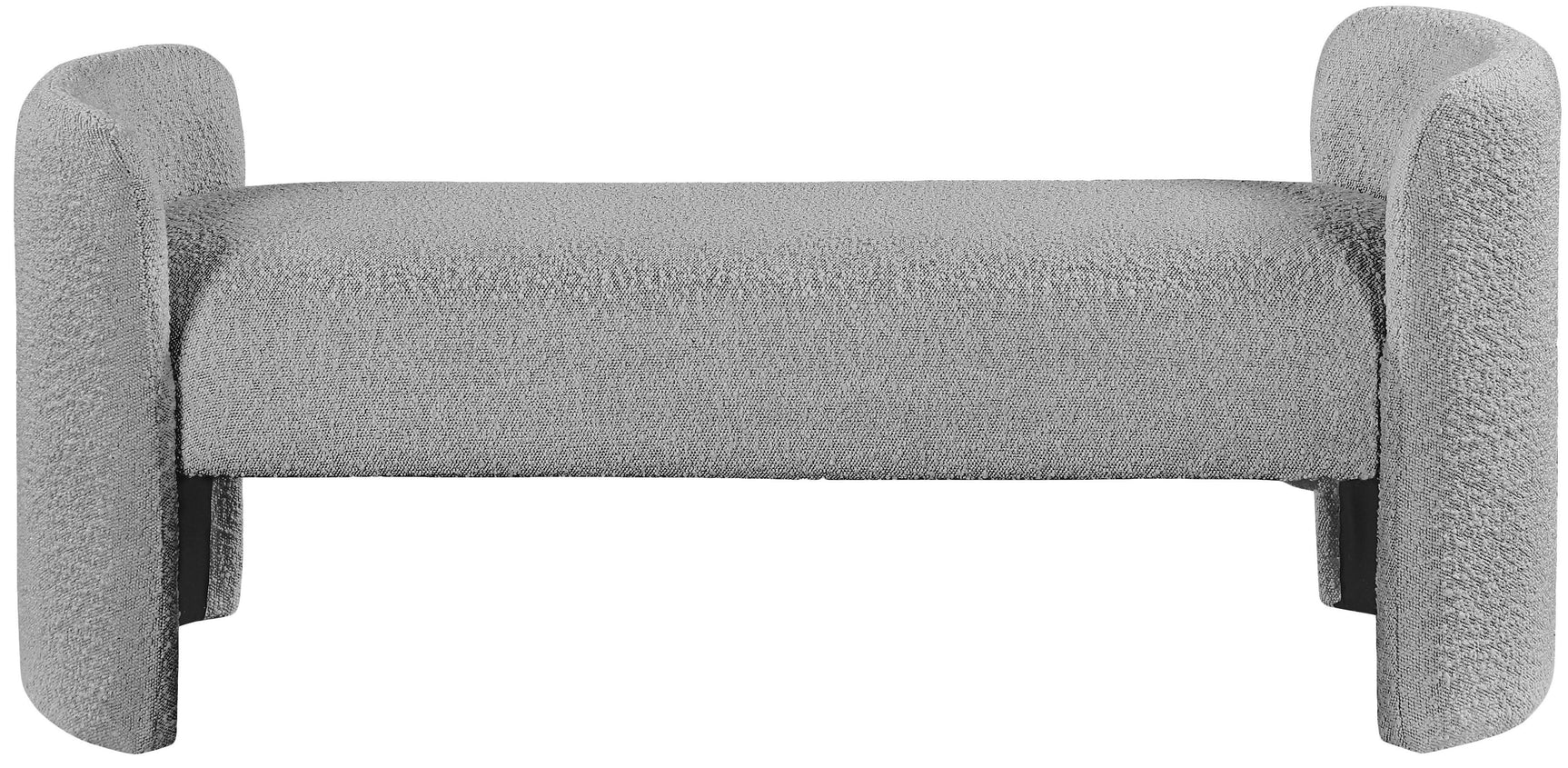 Peyton Grey Boucle Fabric Bench - Ella Furniture