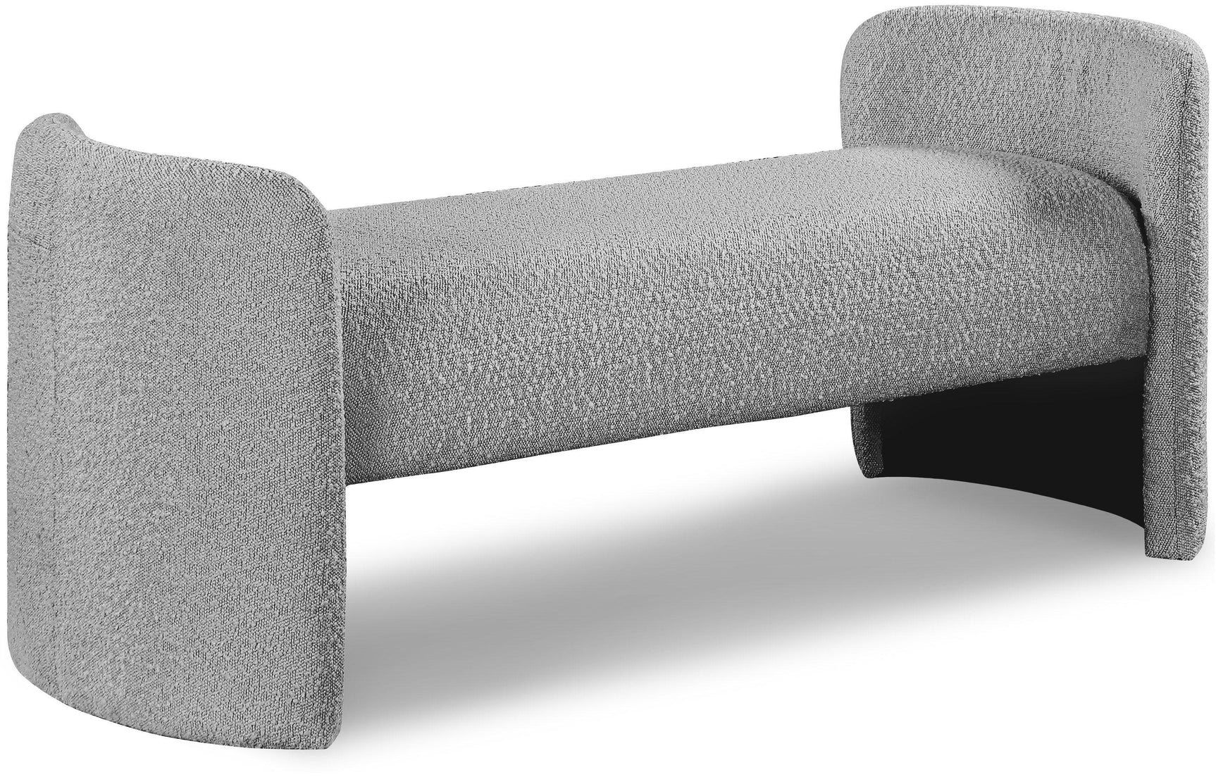 Peyton Grey Boucle Fabric Bench - Ella Furniture