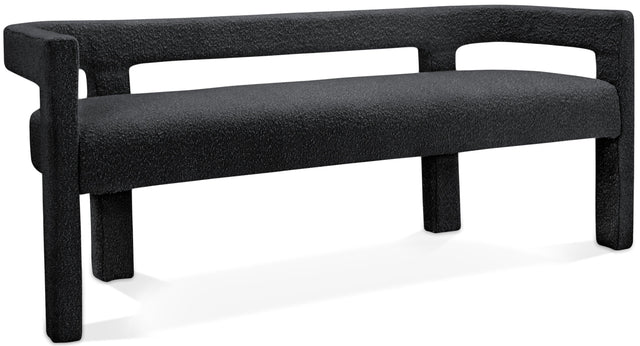 Athena Black Boucle Fabric Bench - Ella Furniture