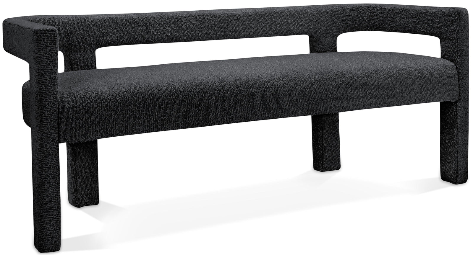Athena Black Boucle Fabric Bench - Ella Furniture