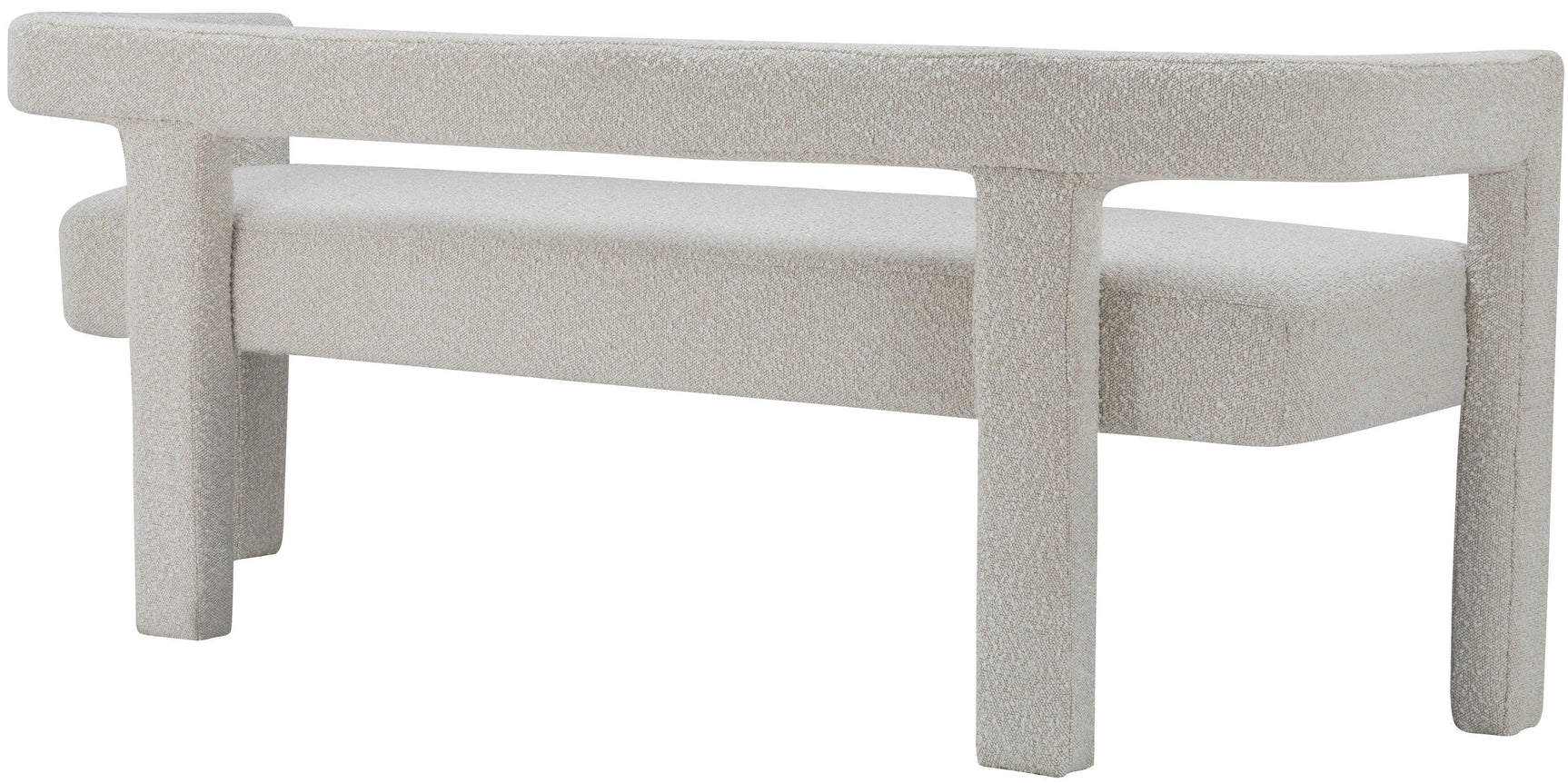 Athena Cream Boucle Fabric Bench - Ella Furniture