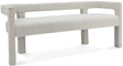 Athena Cream Boucle Fabric Bench - Ella Furniture
