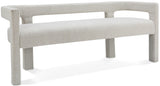 Athena Cream Boucle Fabric Bench - Ella Furniture