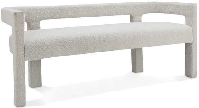 Athena Cream Boucle Fabric Bench - Ella Furniture