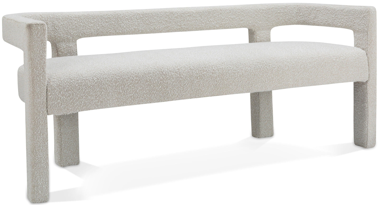 Athena Cream Boucle Fabric Bench - Ella Furniture