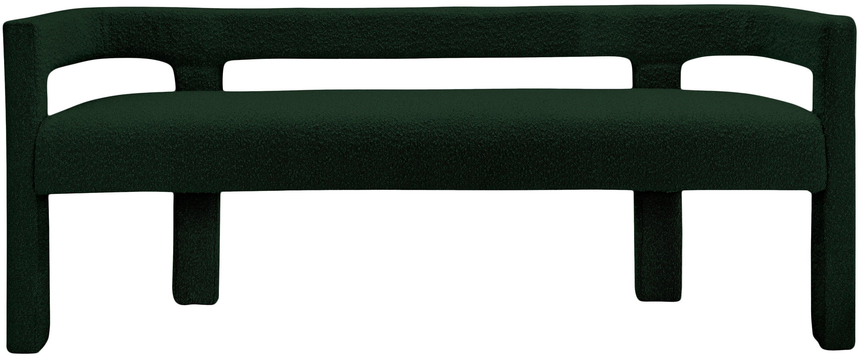 Athena Green Boucle Fabric Bench - Ella Furniture
