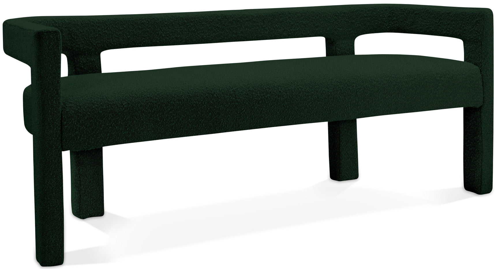 Athena Green Boucle Fabric Bench - Ella Furniture