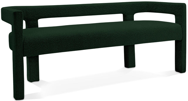 Athena Green Boucle Fabric Bench - Ella Furniture