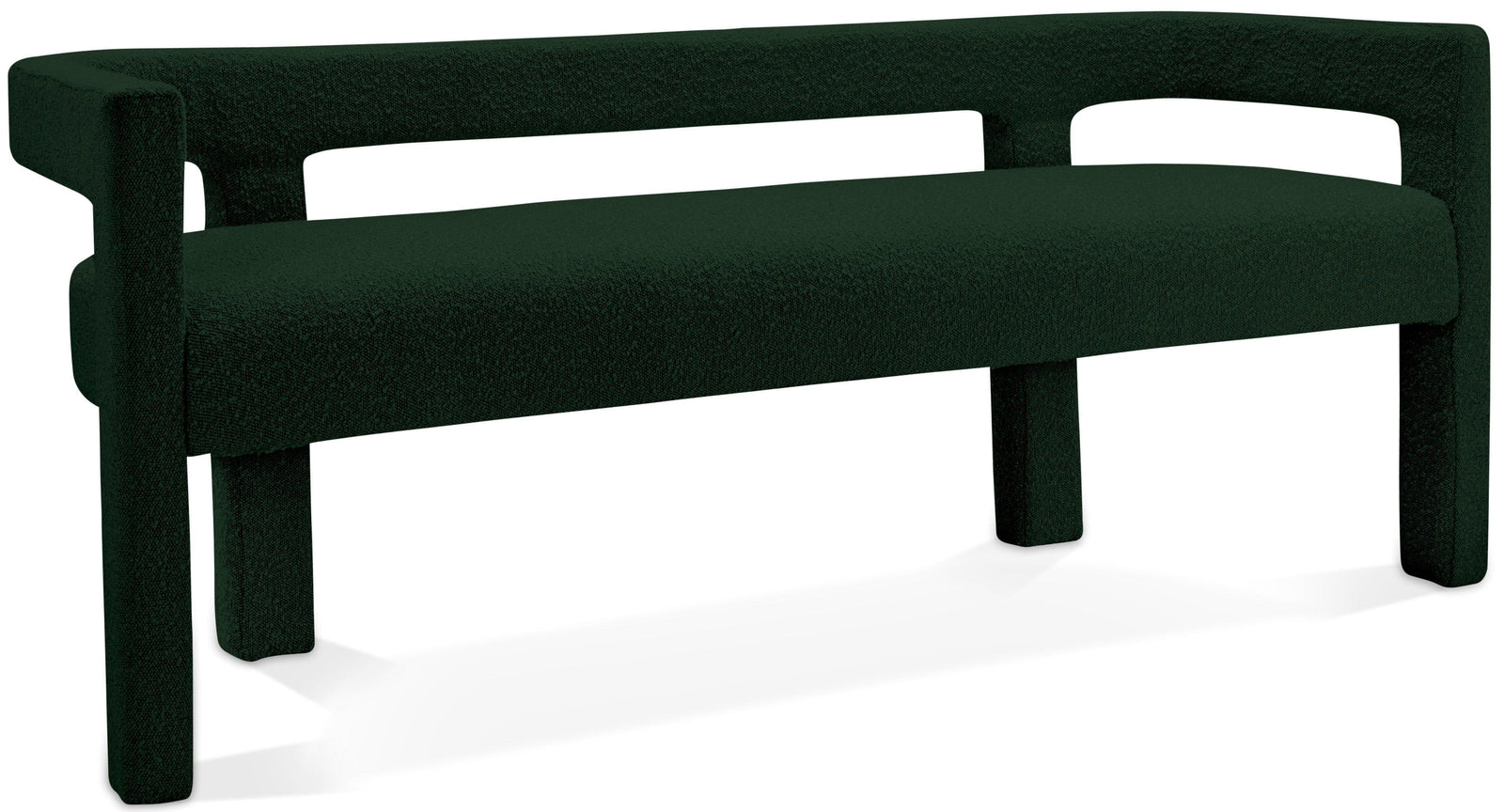 Athena Green Boucle Fabric Bench - Ella Furniture