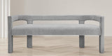 Athena Grey Boucle Fabric Bench - Ella Furniture