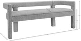 Athena Grey Boucle Fabric Bench - Ella Furniture
