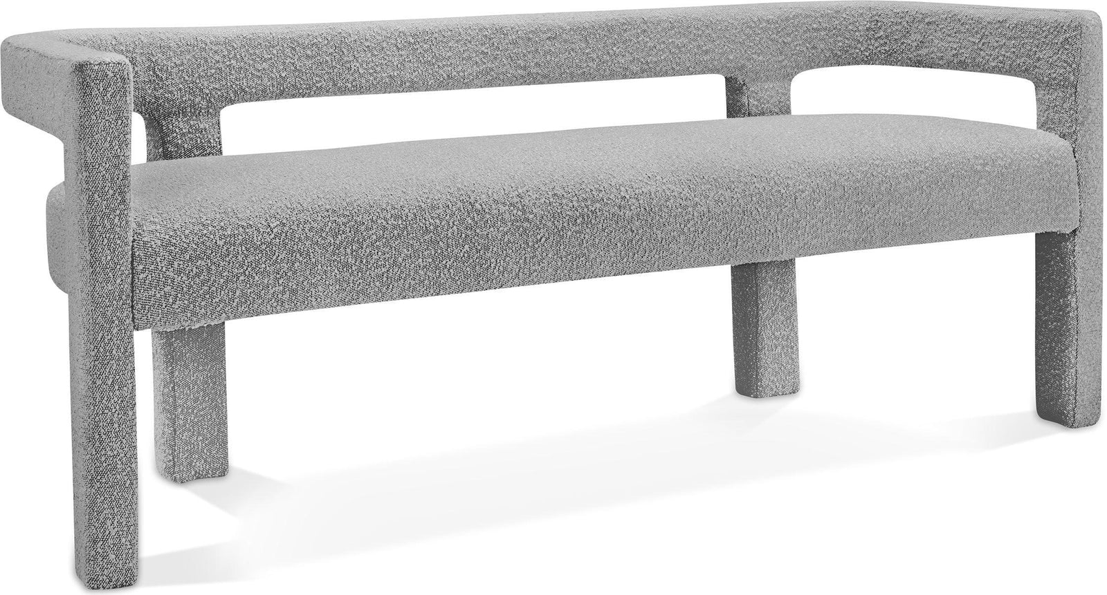 Athena Grey Boucle Fabric Bench - Ella Furniture