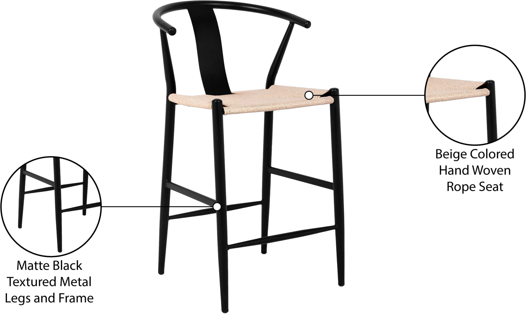 Beck Black Stool - Ella Furniture