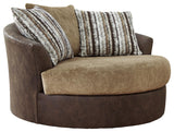 Alesbury Chocolate Velvet Oversized Swivel Accent Chair - Ella Furniture