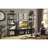 Millwood Weathered Natural Finish Rustic Black Metal Finish Engineered Wood And Metal Tv Stand - Ella Furniture