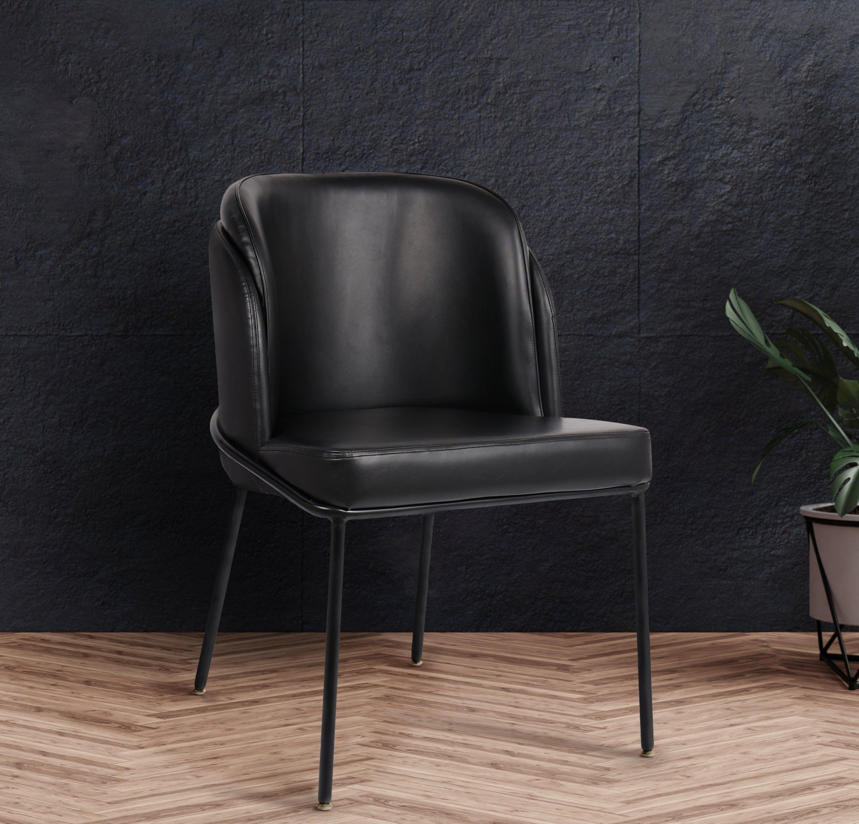 Jagger Black Faux Leather Dining Chair 883Black-c - Ella Furniture