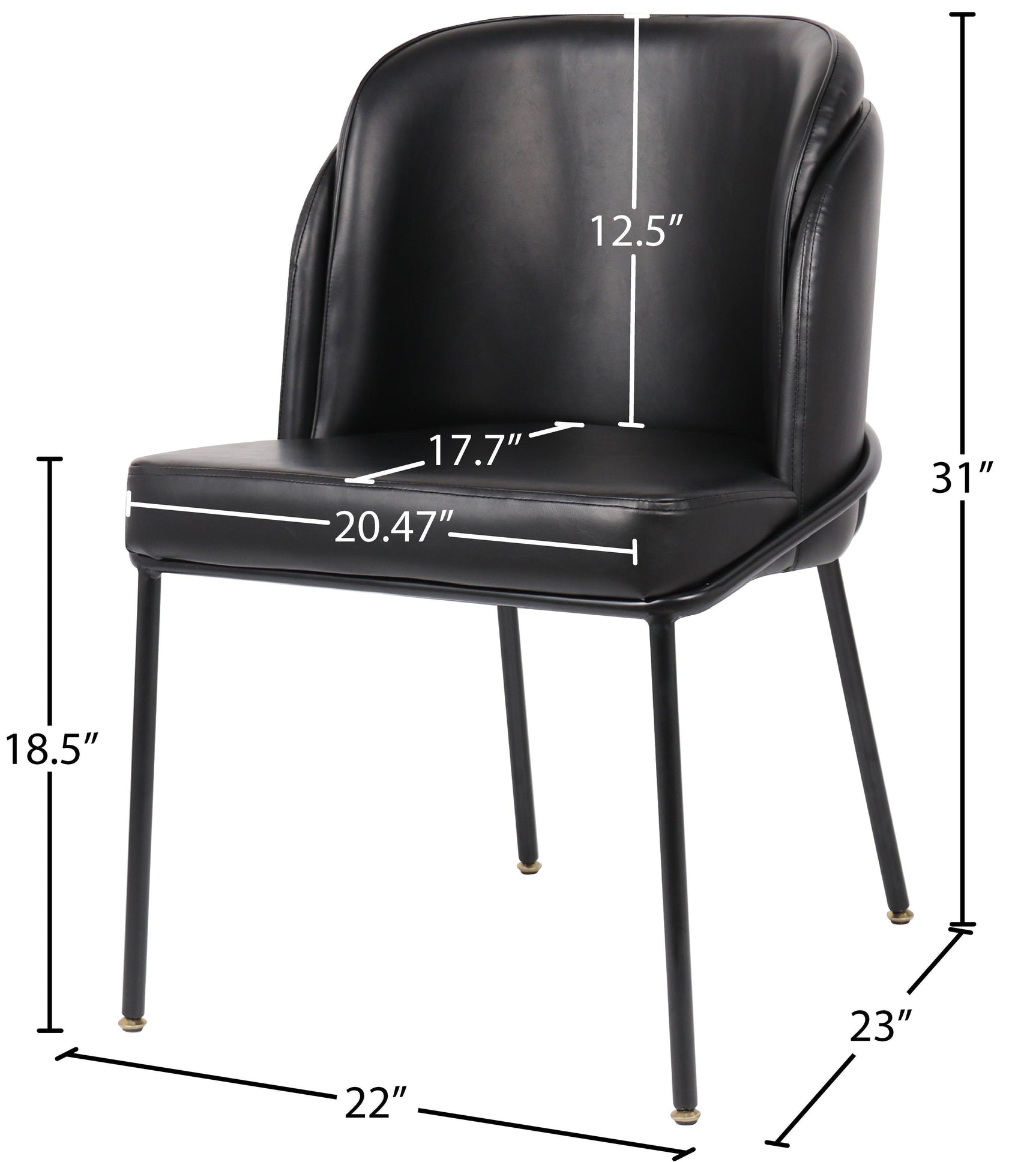 Jagger Black Faux Leather Dining Chair 883Black-c - Ella Furniture