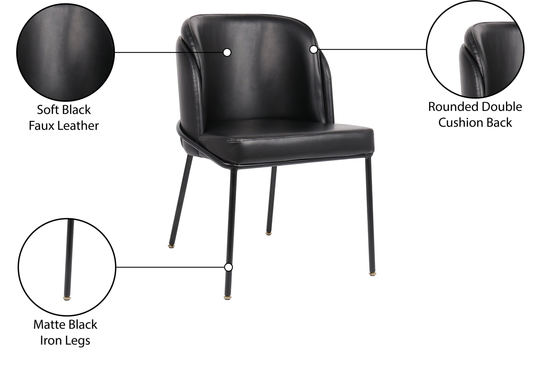 Jagger Black Faux Leather Dining Chair 883Black-c - Ella Furniture