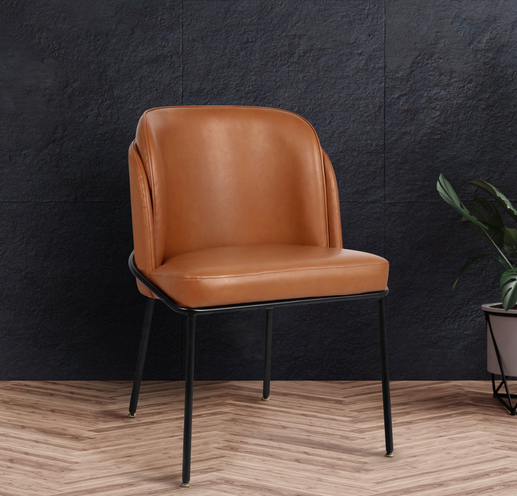 Jagger Cognac Faux Leather Dining Chair - Ella Furniture