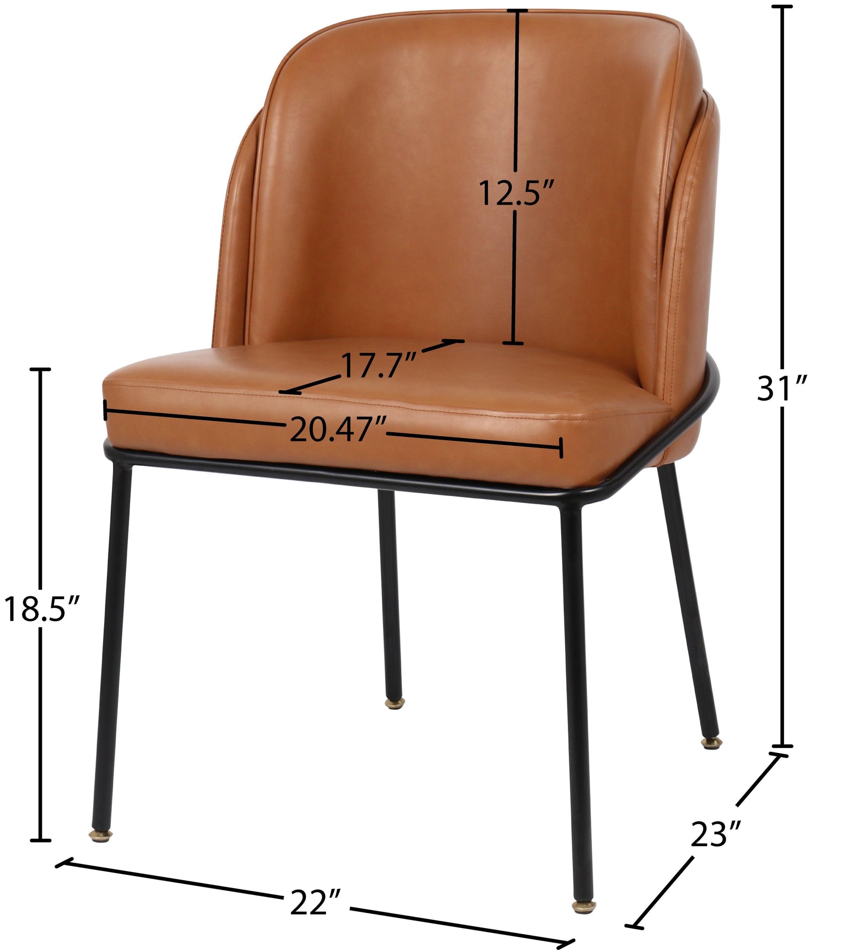 Jagger Cognac Faux Leather Dining Chair - Ella Furniture